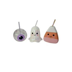 Halloween Novelty Drinkware Sippy Cup Tumbler Set of 3 Eyeball, Candy & Ghost